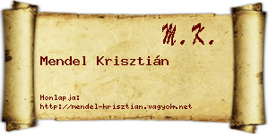 Mendel Krisztián névjegykártya